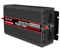 NOVOPAL 2000W Convertisseur Pur Sinus 12V 220V 230V Onduleur Transformateur,2 Prises EU AC,1USB,5M Télécommande,Convient pour Camion, Camping, Voyage,Voitures,Puissance de Pointe 4000W
