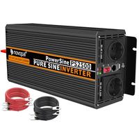 NOVOPAL 2500W Convertisseur 12v vers 230v Pur Sinus avec 2 Prises EU et 1 USB 2,1A, 5M de télécommande et 2 Ventilateurs