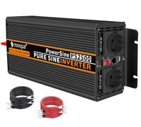 NOVOPAL 2500W Convertisseur Pur Sinus 12V 220V 230V Onduleur Transformateur,2 Prises EU AC,1USB,5M Télécommande,Convient pour Camion, Camping, Voyage,Voitures,Puissance de Pointe 5000W