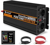 NOVOPAL 2500W Convertisseur Pur Sinus 24V 220V 230V Onduleur Transformateur,2 Prises EU AC,1USB,5M Télécommande,Convient pour Camion, Camping, Voyage,Voitures,Puissance de Pointe 5000W