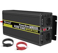 NOVOPAL 3000W Convertisseur 24v vers 230v Pur Sinus avec 2 Prises EU et 1 USB 2,1A, 5M de télécommande et 2 Ventilateurs