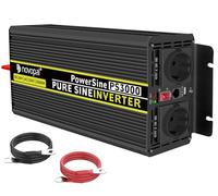 NOVOPAL 3000W Convertisseur Pur Sinus 24V 220V 230V Onduleur Transformateur,2 Prises EU AC,1USB,5M Télécommande,Convient pour Camion, Camping, Voyage,Voitures,Puissance de Pointe 6000W