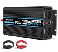 NOVOPAL Convertisseur Pur Sinus 1000W-DC 12V à AC 220V/230V Onduleur-2 Prise Française de Courant Alternatif et 1 Port USB-télécommande avec INCL. 5 mètres