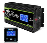 NOVOPAL Convertisseur Pur Sinus 2000W- Transformateur 24V 220V 230V avec Télécommande et Dual AC Prises et écran LCD,pour Voiture, Caravane, Bateau, Camping, Voyage