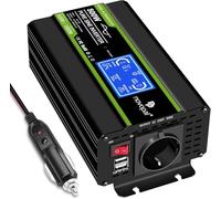 NOVOPAL Convertisseur Pur Sinus 500W Onduleur 12V 220V 230V | 1 EU Prises,2 port USB,écran LCD,pour Voiture,Caravane, Bateau,Camping,Voyage,Puissance de Pointe 1000W