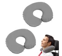 Novstuf 2 Coussin de Voyage Gonflable, Portable Oreiller de Voyage Gonfler | Compact Avion Coussin de Cou en Forme de U Voiture Pliable Coussin Avionpour Voiture, Train, Bureau (Gris)