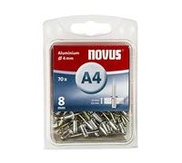 Novus 045-0032 Blister de 70 Rivets aveugles alu Ø 4 x 8 mm Rouge