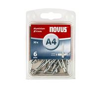 Novus Rivets Aveugles en Aluminium 6 mm 30 Rivets 4 mm Longueur de Serrage 3,5-5 mm Pour Fixation de Tissus Synthétiques et Cuir