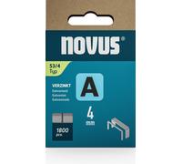 NOVUS TOOLS Agrafes en fil fin 4 mm, 1800 agrafes pour agrafeuse de type 53/4, boîte coulissante, agrafes pour tissus, toiles et grillages