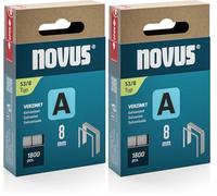 NOVUS TOOLS Agrafes en fil fin 8 mm de type 53, 1800 pièces, agrafes galvanisée pour tissus, cuir, capitonnage ou moquettes (Lot de 2)