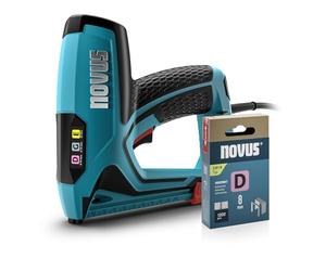NOVUS TOOLS Agrafeuse électrique J-151 Kit avec 1200 agrafes | Agrafeuse et cloueuse pour agrafes en fil plat 6-14 mm et clous 16 mm │ Avec réglage électrique de la puissance de frappe
