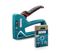 NOVUS TOOLS Agrafeuse manuelle J-13 Kit avec 1800 agrafes │ Agrafeuse murale pour tissus sur bois, avec poignée softgrip et affichage du niveau de remplissage │ Pour agrafes en fil fin de 4 à 10 mm