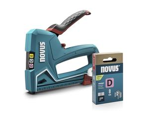 NOVUS TOOLS Agrafeuse manuelle J-51 Kit avec 1200 agrafes │ Agrafeuse et cloueuse professionnelles en aluminium pour agrafes en fil plat 6-14 mm et clous 16 mm │ Fixation de films, menuiserie, meubles