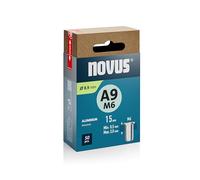 NOVUS TOOLS Écrous aveugles en aluminium Ø 8,9 mm, 15 mm de longueur, 50 pièces, filetage M6, épaisseur du matériau 0,5-3,0 mm, poser simplement un filetage