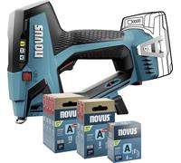 NOVUS TOOLS Agrafeuse J-550 - Avec 11 800 agrafes - Pour agrafes à fil fin de 6 à 14 mm et clous de 16 mm - Compatible avec batterie Li-ion CAS 18 V - Sans batterie ni chargeur - Agrafeuse