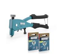 NOVUS TOOLS Pince à écrous borgnes N-120 - 40 écrous, riveteuse professionnelle universelle, tête de précision, embouts M4/M5/M6 intégrés avec tige filetée, pour aluminium et acier