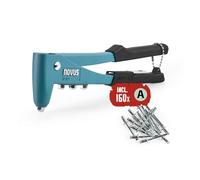 NOVUS TOOLS Pince à riveter N-10 avec 160 rivets aveugles, pince à rivets aveugles en aluminium avec tête étroite et 4 embouts de rechange, pour les débutants et les réparations DIY