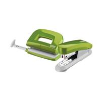 NOVUS twinset de bureau, agrafeuse et perforateur E 15/E 210 couleur : vert avec 1.000 agrafes