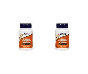 NOW Acidophilus et Bifidus, 8 Milliards, 60 Capsules Végétales (Lot de 2)