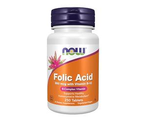 NOW Foods Acide folique 800 mcg Tabs (lot de 2)