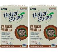 NOW Foods Better Stevia Packets, French Vanilla - 75 packets (Lot de 2)