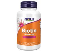 Now Foods, Biotine, 5000mcg, Vitamine B7, Hautement Dosée, 120 Capsules végétaliennes, Testé en Laboratoire, Sans Gluten, Sans Soja, Végétarien, Sans OGM