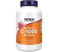 Now Foods, Buffered C-1000 Complex (Complexe de Vitamine C Tamponné), 1.000mg, avec Flavonoïdes, 180 Comprimés végétaliens, Testé en Laboratoire, Sans Gluten, Sans Soja, Sans OGM