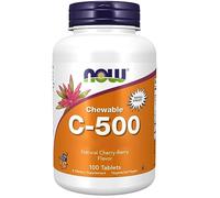 Now Foods, Chewable C-500, Vitamine C, 500mg, Acide L-Ascorbique, avec Églantier, 100 Comprimés végétaliens, Testé en Laboratoire, Sans Gluten, Végétarien, Sans Soja, Sans OGM