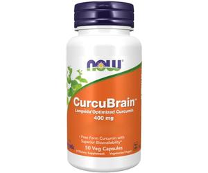 Now Foods, CurcuBrain, Curcumine Optimisé, 400 mg, 50 Capsules végétaliennes, Testé en Laboratoire, Sans Gluten, Sans Soja, Végétarien