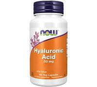 Now Foods, Hyaluronic Acid + MSM, 50mg, 60 Capsules végétaliennes, Testé en Laboratoire, Sans Soja, Sans Gluten, Sans OGM, Végétarien
