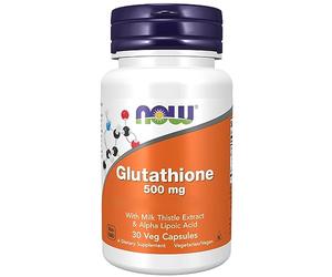 Now Foods, L-Glutathione, 500mg, avec Chardon-Marie et Acide Alpha-Lipoïque, 30 Capsules végétaliennes, Acide Aminé, Testé en Laboratoire, Sans Gluten, Sans Soja, Sans OGM