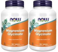 Now Foods, Magnesium Glycinate, 200mg Magnésium, 180 Comprimés végétaliens, Testé en Laboratoire, Végétarien, Sans Gluten, Sans Soja, Sans OGM (Lot de 2)