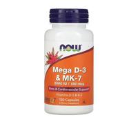 NOW FOODS MEGA D-3 & MK-7, VITAMINE D3 ET MK-7, 120 CAPSULES