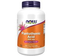 Now Foods, Pantothenic Acid (Acide Pantothénique), 500 mg, 250 Gélules végétales, Testé en Laboratoire, Vitamine B5, Haute Dose, Sans Gluten, Sans Soja, Végétarien