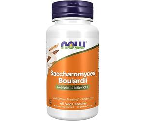 Now Foods Saccharomyces boulardii, Levure Probiotique, 5 milliards de cultures, 60 Capsules Végétaliennes, Testé en Laboratoire, Sans Gluten, Sans OGM, Végétarien, Sans Soja