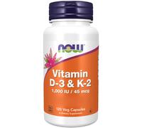 Now Foods Vitamines D3 1000 UI & K2 45 mcg 120 gélules de légumes