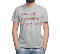 Now I Have A Machine Gun Ho Ho Ho T-Shirt Classique Homme Col Rond Manches Courtes T-Shirt Gris Classique Homme Col Rond Manches Courtes Medium