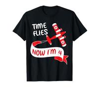 Now I'm 4th Birthday Time Flies Enfant 4 Ans Cool B-Day T-Shirt