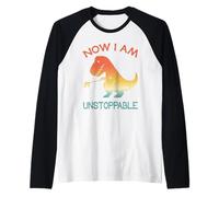 Now I'm Unstoppable Dinosaure T-Rex rétro drôle Vintage Manche Raglan