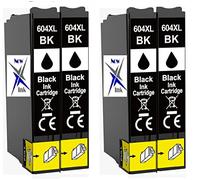Now Ink Ltd® Pineapple 604 XL Lot de 4 cartouches d'encre de rechange pour 604XL Noir Compatible avec Epson 604XL WF-2910DWF/ WF-2930DWF/ WF-2935DWF/ WF-2950DWF, XP-2200 2205 3200 3205 4200 4205