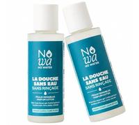 NOWA NO WATER Gel Douche Sans Rinçage Pack de 2 x 100 ml - Douche Sans Eau Visage, Corps, Mains et Zones Intimes - Nettoyant Nomade Vegan, 99% d’Origine Naturelle, Eau de Pomme BIO Upcy