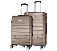 NOWI Bergamo Valise de voyage - Imperméable, 8 roulettes pivotantes à 360°, armature télescopique, intérieur entièrement doublé, bronze, SET 2tl., Moderne et élégante, lignes épurées, élégantes et