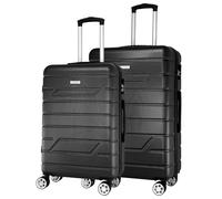 NOWI Bergamo Valise de voyage - Imperméable, 8 roulettes pivotantes à 360°, armature télescopique, intérieur entièrement doublé, Noir , SET 2tl., Moderne et élégante, lignes épurées, élégantes et