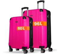 NOWI Grande valise rigide XL - Volume : 96 l - Avec protection des bords - 8 roulettes pivotantes à 360° - Valise légère en ABS avec serrure à combinaison et barres télescopiques - Grande valise, rose