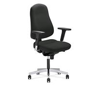 NOWY STYL Fauteuil BIZZI FST - Tissu Noir - synchrone - Base alu Poli - accotoirs 3D Inclus - avec Glissière d'assise