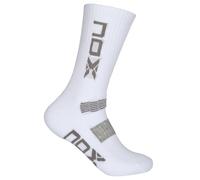 NOX CALCETINES TÉCNICOS MEDIA CAÑA BLANCO LOGO GRIS VERTICAL