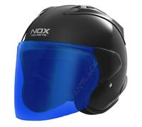 NOX CASQUE JET N220S AVEC VISIÈRE MIROIR BLEU - XL - N220S - NOIR BRILLANT VMB