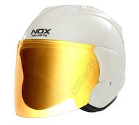 NOX CASQUE JET N220S AVEC VISIÈRE MIROIR BLEU - S - N220S - BLANC PERLE VMB