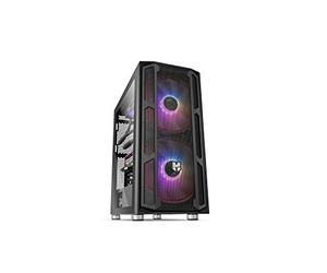 Nox Hummer Nova - Tour intermédiaire ARGB ATX-Micro ATX-ITX, 2 ventilateurs ARGB 200 mm préinstallés, verre trempé, espace pour jusqu'à 8 ventilateurs, USB 3.0, couleur noire