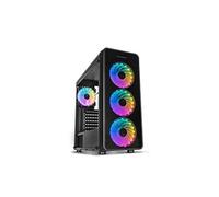 Nox Hummer TGM -NXHUMMERTGM- Boîtier ATX ARGB - Micro ATX-ITX, 4 ventilateurs ARGB 120mm préinstallés, verre trempé, espace pour jusqu'à 6 ventilateurs, USB 3.0, noir